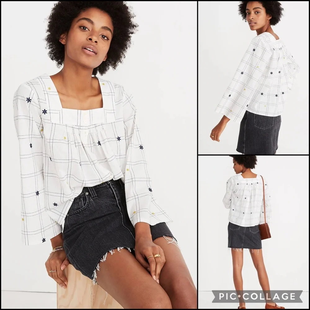 Madewell EmbroideredSwing Blouse Top - Picture 2 of 13